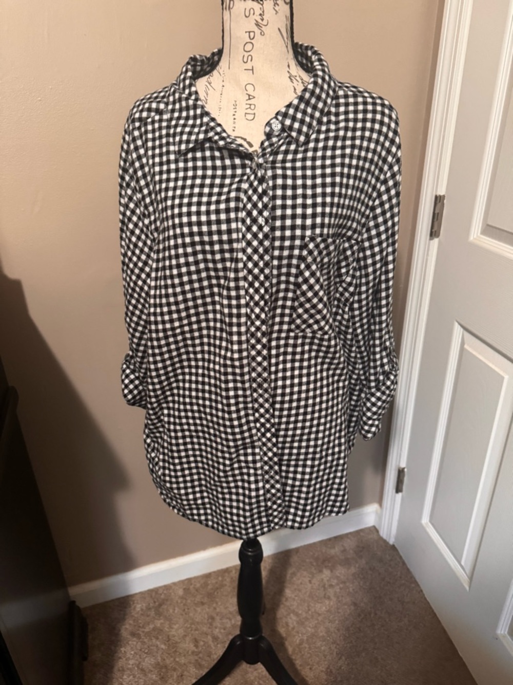 Roaman's Black and White Gingham Shirt